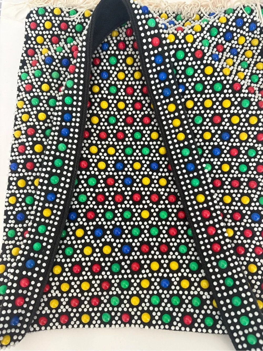 Vintage Colorful Beaded Fringe Retro 60s Mod Eclectic Festival Tote Bag